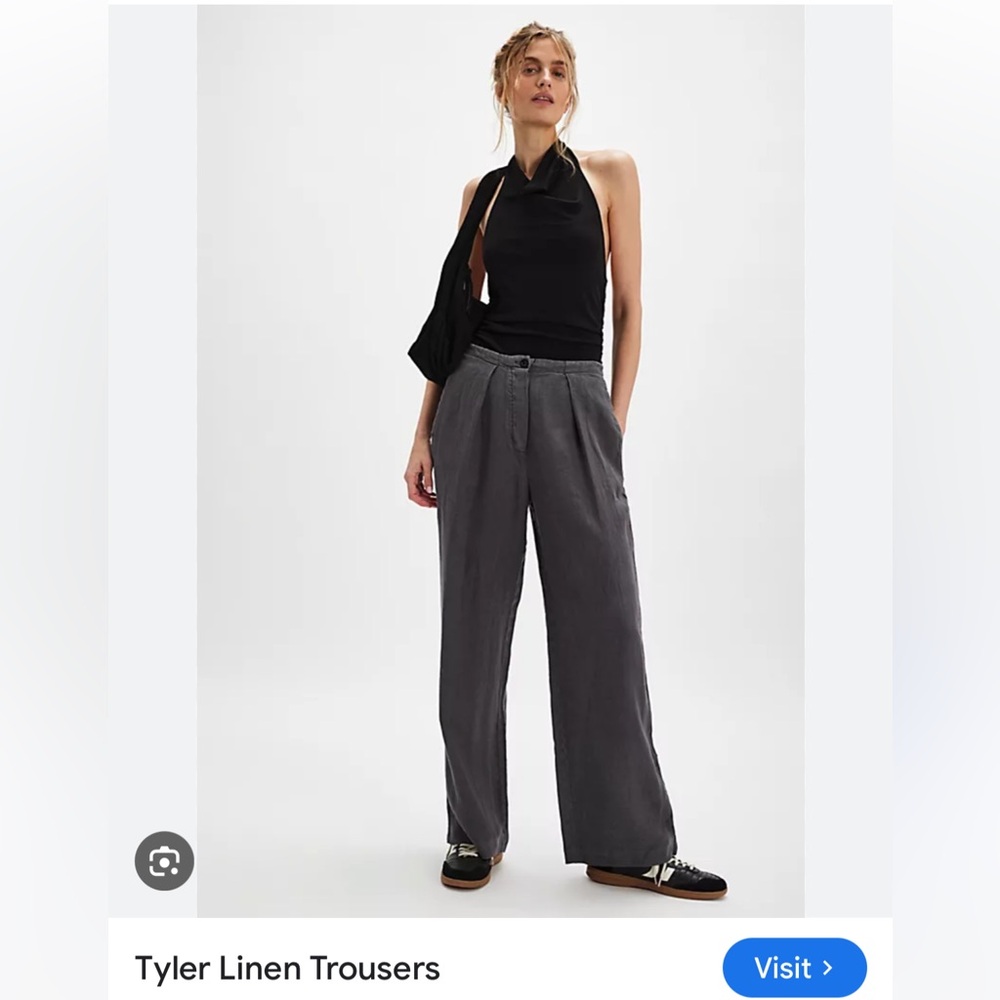 Free People Tyler Women’s Dark Gray Linen Trousers size Medium